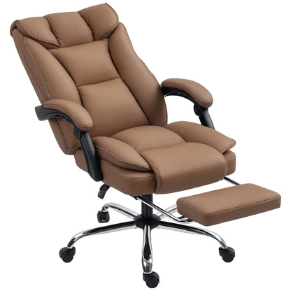 155° Reclining Faux Leather Swivel Office Chair - Brown