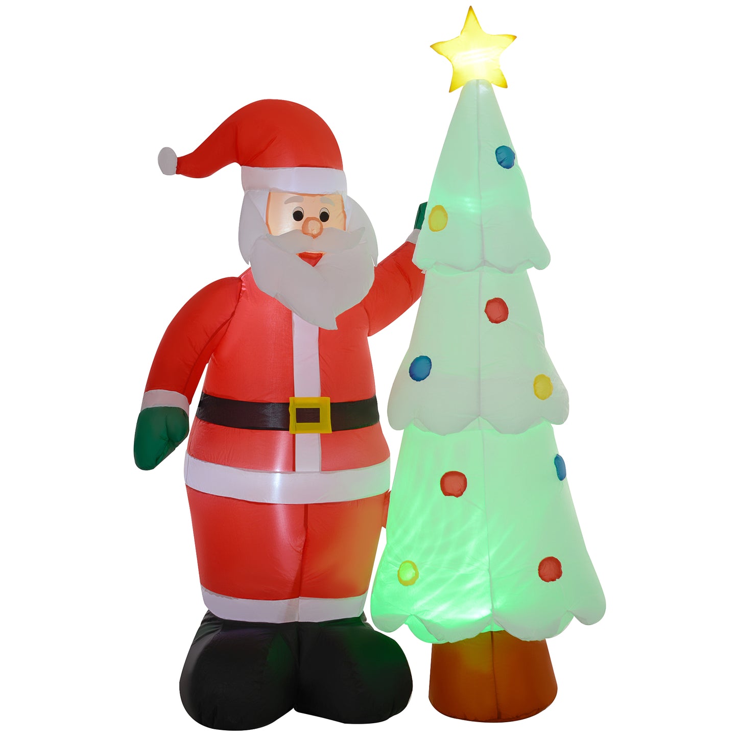 7ft Christmas Inflatable Decoration Santa Claus And Christmas Tree with Rotating Magic Ball Light, Blow-Up Outdoor LED Yard Display