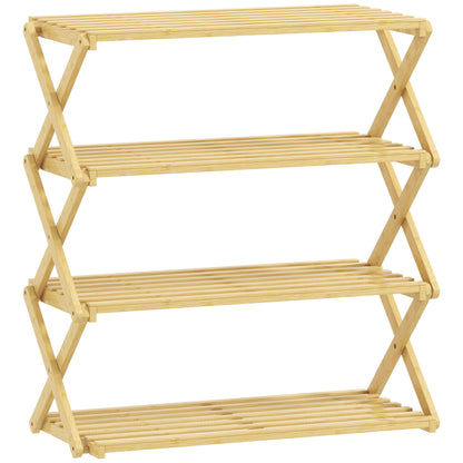 4-Tier Bamboo Shoe Rack, No Assembly - Natural