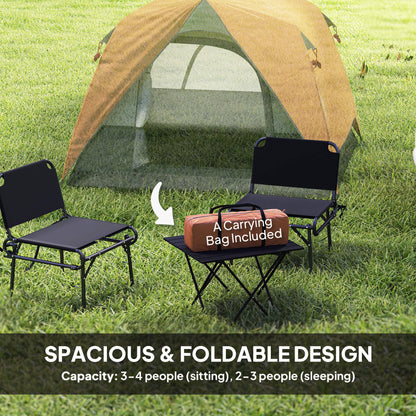 3-4 Person Camping Tent, Easy Set Up Waterproof Dome Tent with Sewn-in Groundsheet, Mesh Windows, Pocket and Hook for Camping, Orange & Grey