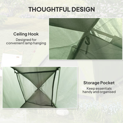 3-4 Person Camping Tent, Easy Set Up Waterproof Dome Tent with Sewn-in Groundsheet, Mesh Windows, Pocket and Hook for Camping, Green & Grey
