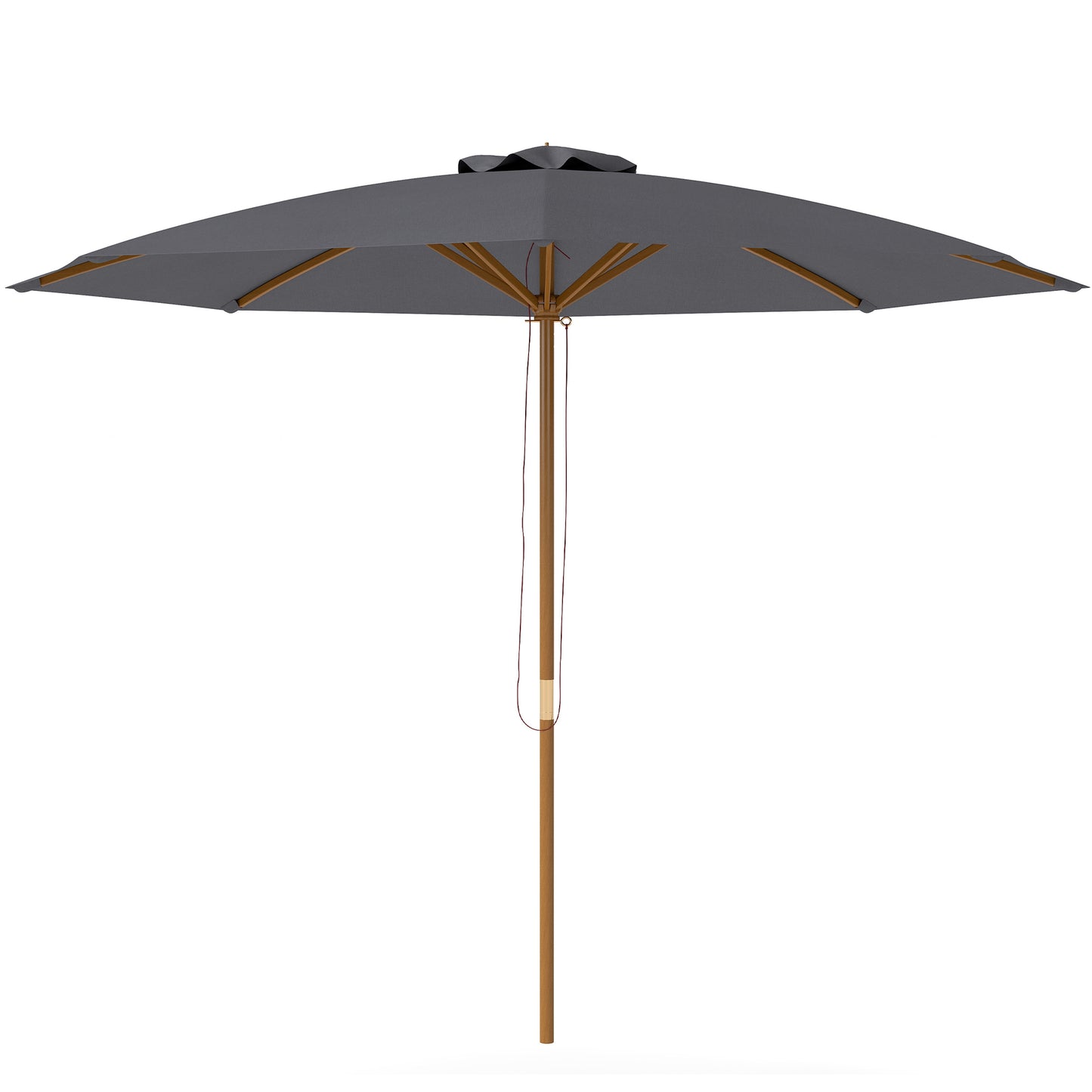 Outsunny 3(m) Wooden Patio Parasol Umbrella - Dark Grey
