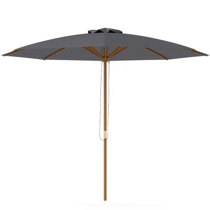 Outsunny 3(m) Wooden Patio Parasol Umbrella - Dark Grey