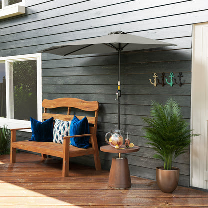 Outsunny Half Round Parasol Umbrella - Light Grey
