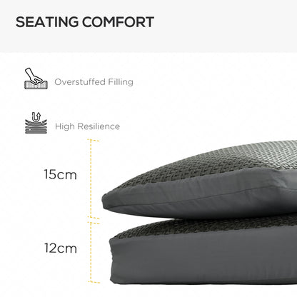 Outsunny Set of 4 Outdoor Seat Cushions with Backrest, Fabric and PE Rattan Cover, Water Repellent Seat Pads for Chair, Swing, Sofa, Grey