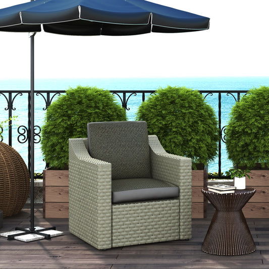 Outsunny Set of 4 Outdoor Seat Cushions with Backrest, Fabric and PE Rattan Cover, Water Repellent Seat Pads for Chair, Swing, Sofa, Grey