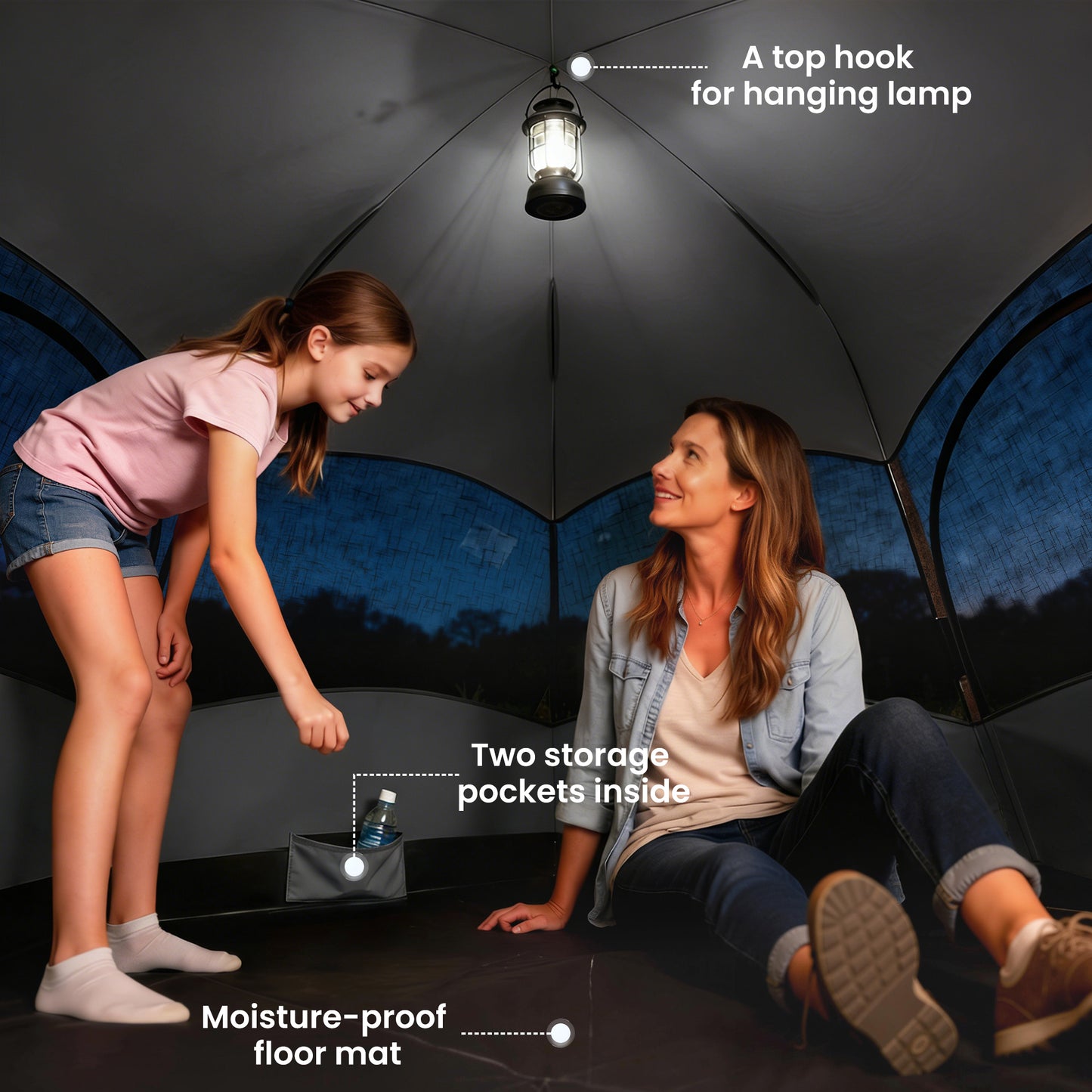 Outsunny Double Layer Instant Pop Up Tent with Rainfly, Portable Camping Shelter with Sewn-in Groundsheet and Carry Bag
