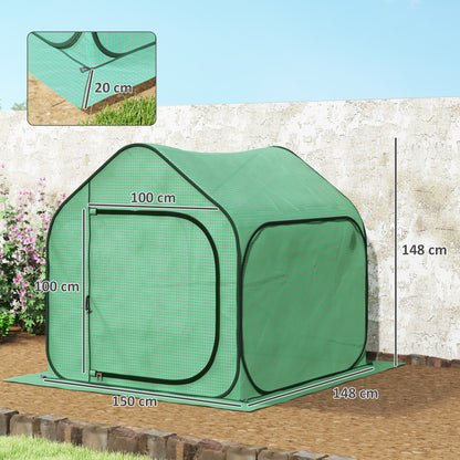 Outsunny 150 x 148cm Pop-Up Greenhouse - Green / White