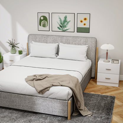 Set of 2 Modern Bedside Tables | 2 Drawers | Clean White Finish | 45x49cm