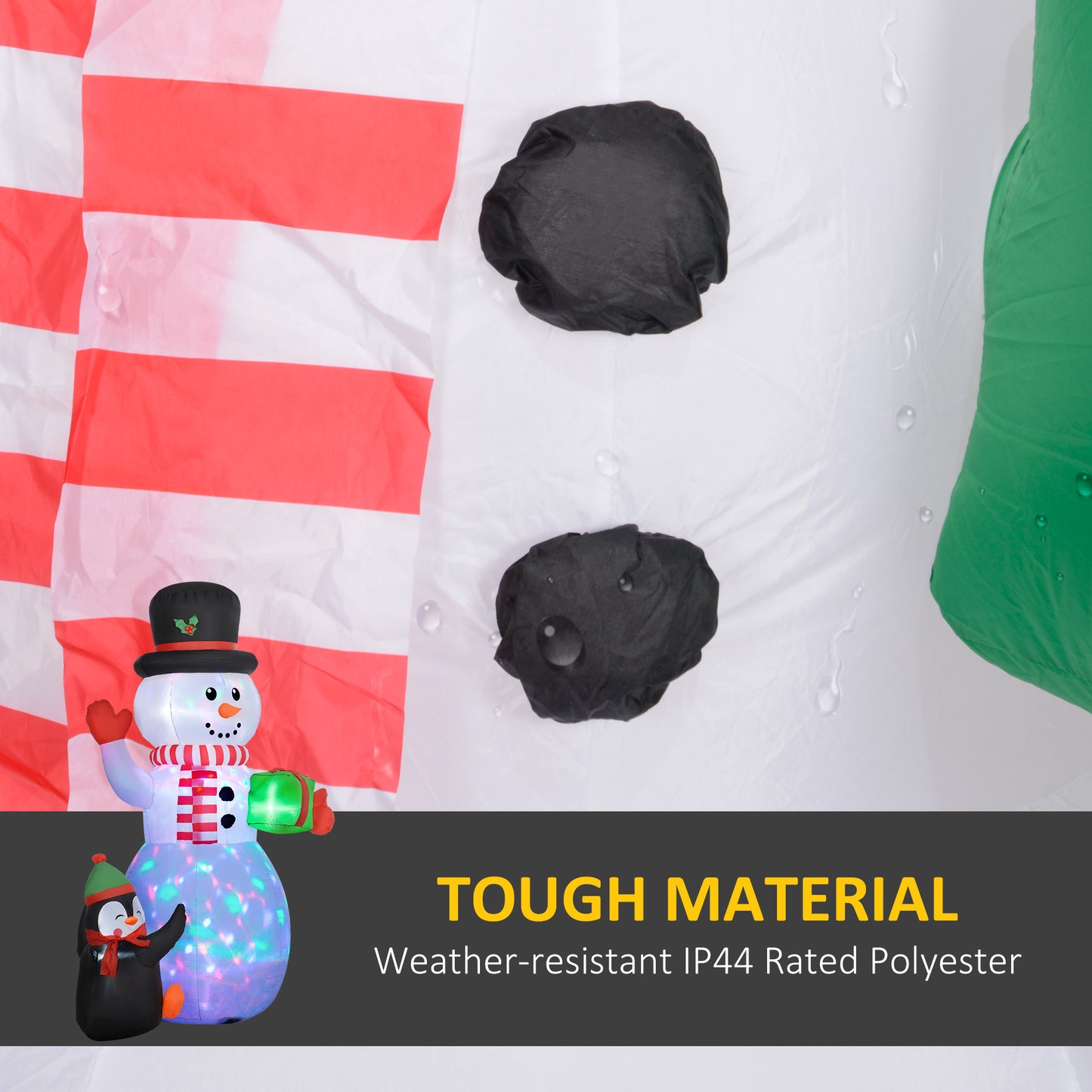 Outsunny 8FT Christmas Inflatable Snowman Holding Gift Box W/ Penguin, Blow Up W/ Rotating Colorful LED Light for Indoor, Outdoor
