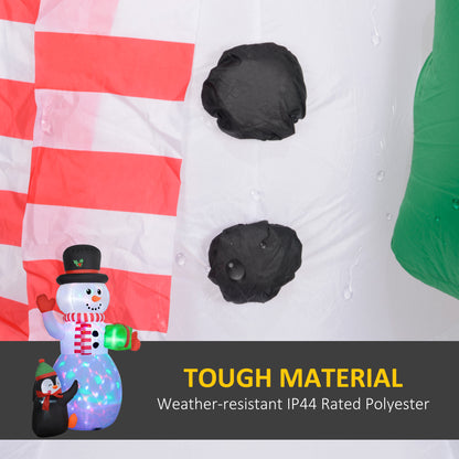 Outsunny 8FT Christmas Inflatable Snowman Holding Gift Box W/ Penguin, Blow Up W/ Rotating Colorful LED Light for Indoor, Outdoor