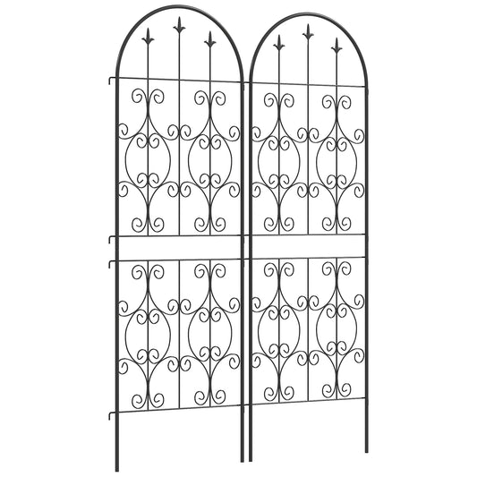 Set of 2 Metal Garden Trellis, Decorative Trellis Panels for Climbing Outdoor Plants, Vegetables, Vines, Flowers, 150 x 50 cm, Scrollwork