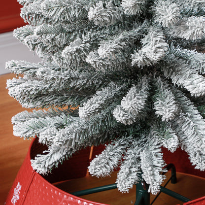 5ft Artificial Pencil Christmas Tree with 263 Snow Flocked Tips, Metal Base