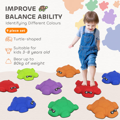 AIYAPLAY 9 Piece Balance Stepping Stones with Non-slip Edge, Indoor Outdoor Obstacle Courses for Kids Ages 3-8 Years, Multicoloured