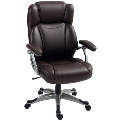Executive Office Chair, PU Leather Desk Chair with Adjustable Height, Swivel Computer Chair with Tilt Function for Home Office, Brown