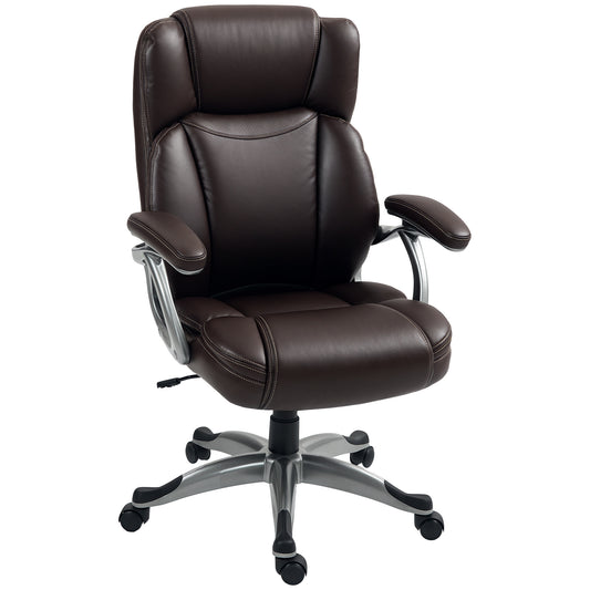 Executive Office Chair, PU Leather Desk Chair with Adjustable Height, Swivel Computer Chair with Tilt Function for Home Office, Brown