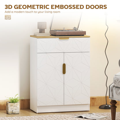 Sideboard Storage Cabinet, Modern Storage Cupboard with Drawer and Adjustable Shelf for Living Room, Kitchen, Dining Room, Entryway, White