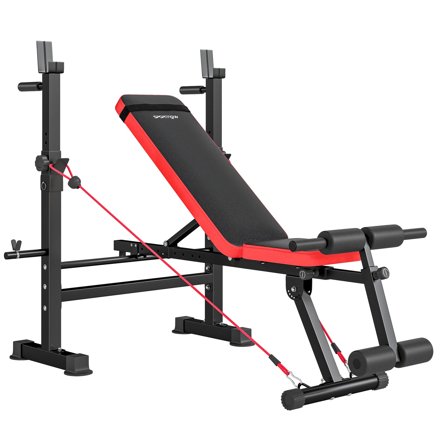 SPORTNOW Adjustable Weight Bench with Squat Rack and Dip Stand