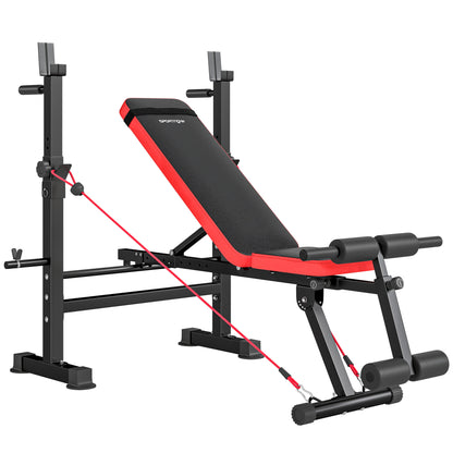 SPORTNOW Adjustable Weight Bench with Squat Rack and Dip Stand