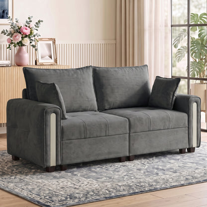 2-Seater Velvet Loveseat with Lift-Up Storage | 168Wx68Dx88H cm | 126cm Wide Seat | 15cm Seat Cushion | 20cm Back Cushion | Multilayer Board & Metal Frame | 240kg | Living Room | Dark Grey