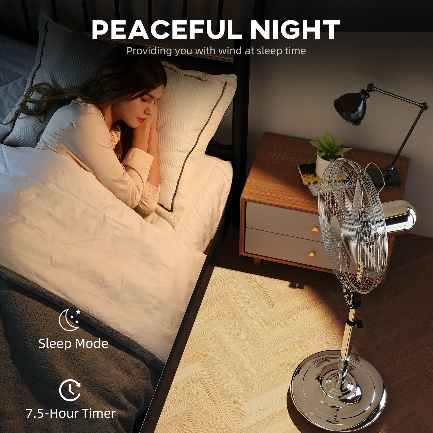 18" Metal Pedestal Fan with Oscillating, Adjustable Height - Silver Tone