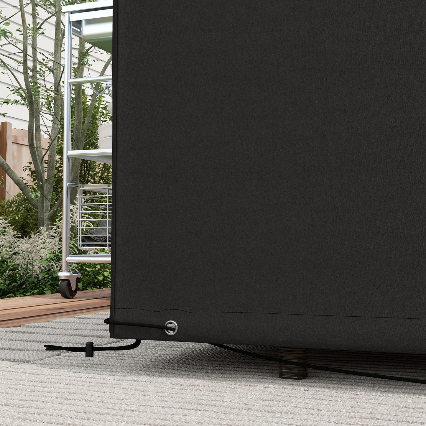 600D Oxford Table Set Cover Outdoor Garden Rattan Furniture Protection Cover Protector Waterproof Anti-UV, 245 x 165 x 66 cm Black / Dark Grey