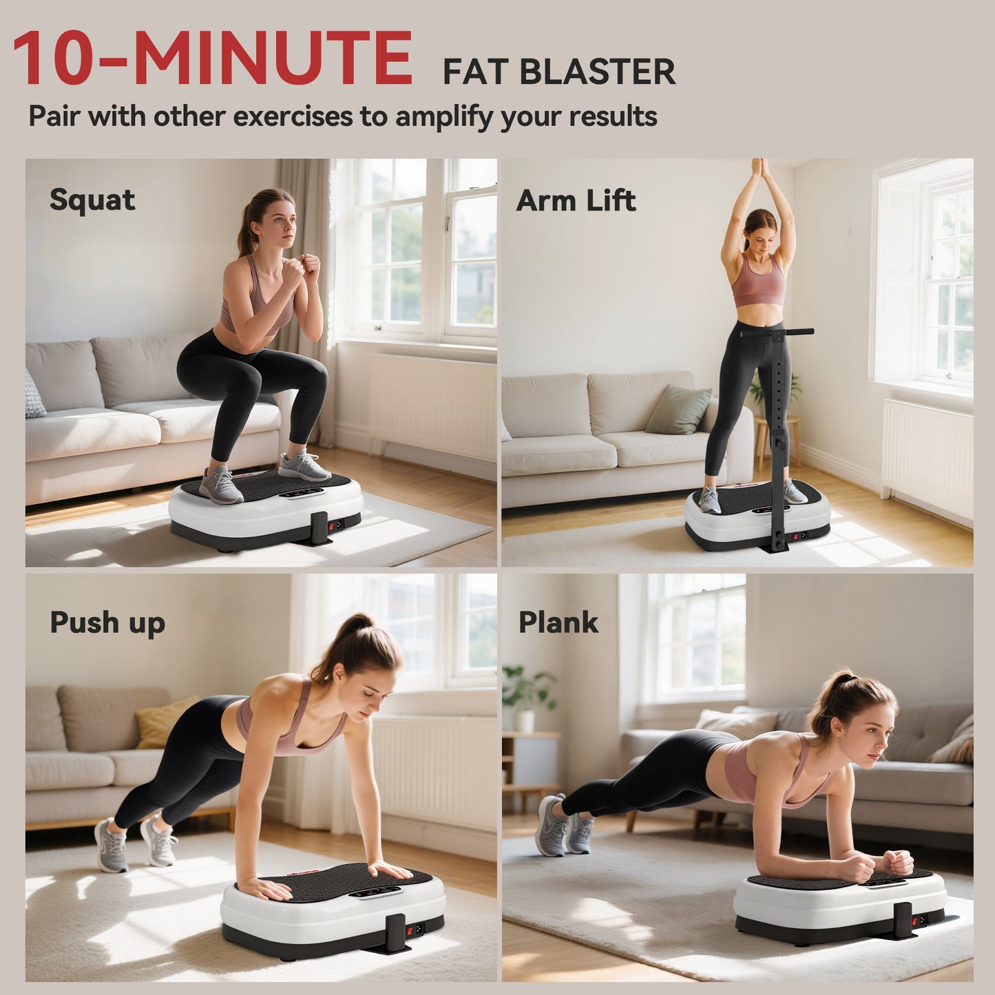 SPORTNOW Vibration Plate Exercise Machine, Quiet Vibrating Plate for Weight Loss and Lymphatic Drainage with Adjustable & Removable Handle, Remote Control, Auto or Manual Speeds