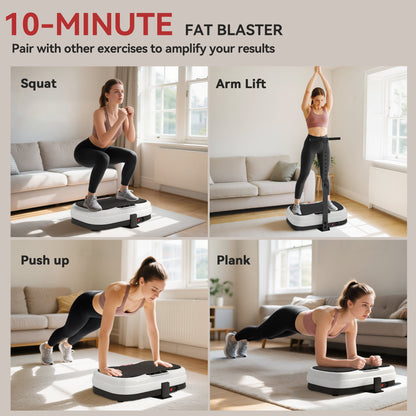 SPORTNOW Vibration Plate Exercise Machine, Quiet Vibrating Plate for Weight Loss and Lymphatic Drainage with Adjustable & Removable Handle, Remote Control, Auto or Manual Speeds