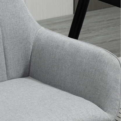 Dining Chairs Set of 4, Upholstered Linen Fabric Kitchen Chairs with Metal Legs for Living Room Dining Room, Light Grey