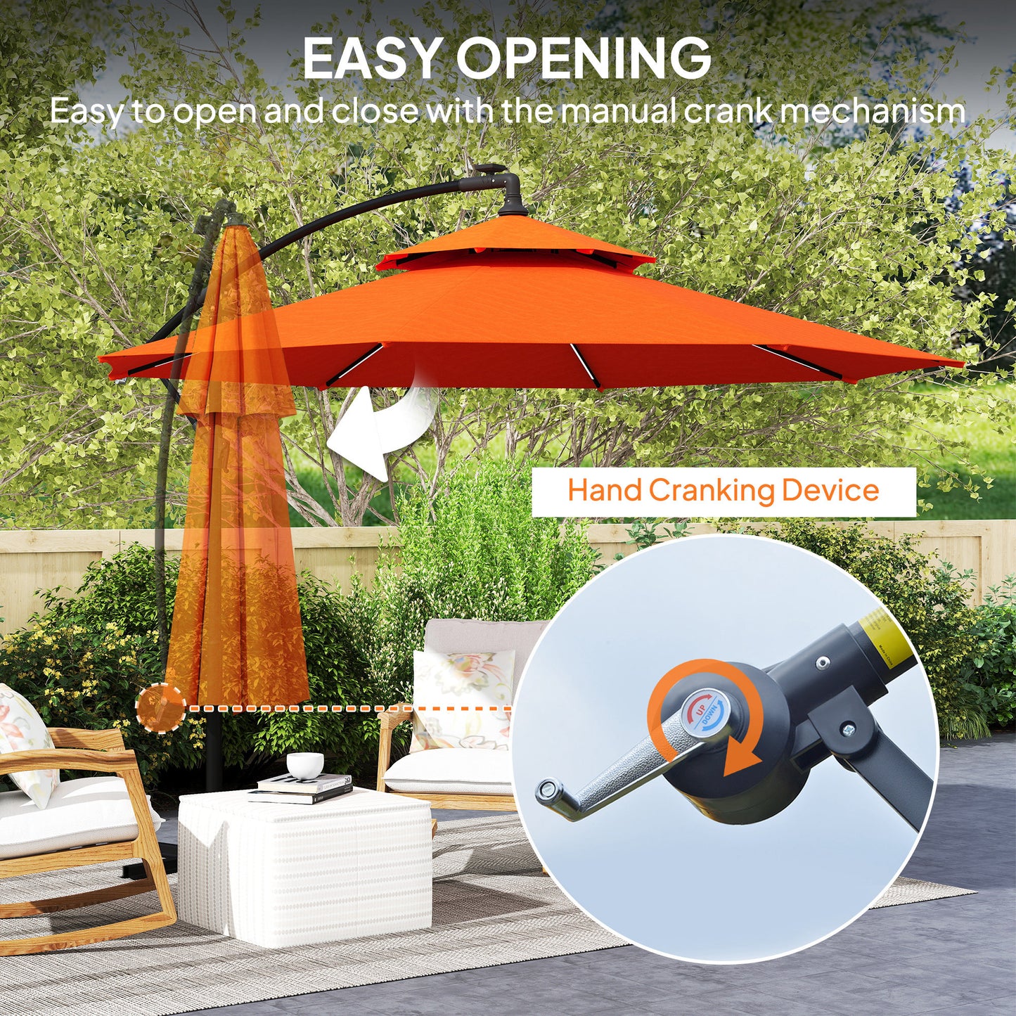 Outsunny 3(m) Cantilever Banana Parasol - Orange