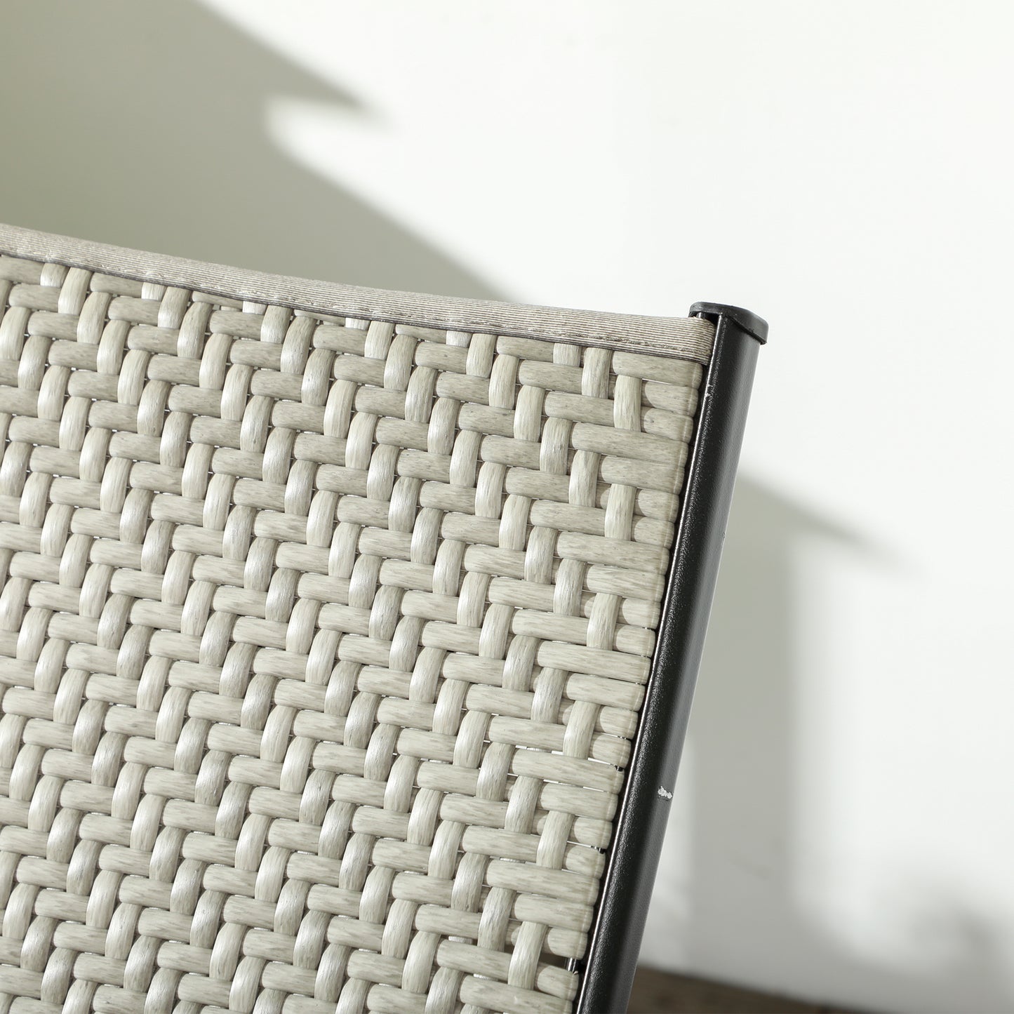 Outsunny Foldable Outdoor PE Rattan Sun Lounger Set of 2, Patio Wicker Recliners Lounge Chair w/ 5-Level Adjustable Backrest - Mixed Grey