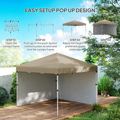 Outsunny 3 x 3 (M) Pop Up Gazebo, UPF 30+ with 2 Sidewalls, Leg Weight Bags and Wheeled Bag, Party Tent Event Shelter