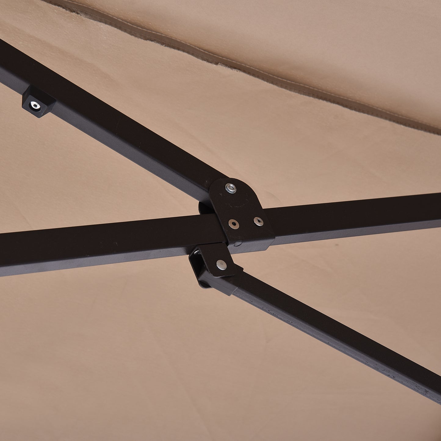 Outsunny 4.6m Garden Parasol Double-Sided Sun Umbrella Patio Market Shelter Canopy Shade with Umbrella Stand, Tan