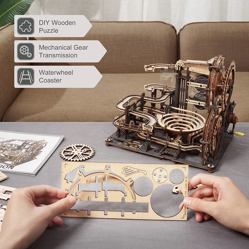 Robotime Rokr Marble Run Set 3D Wooden Puzzle DIY Model Building Block Kits Assembly Toy Gift for Teens Adult Marble Night City