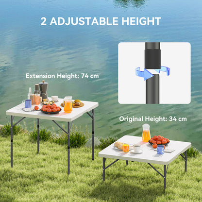 3ft Folding Camping Table, Heavy Duty Picnic Table with 2 Adjustable Height for Indoor Outdoor Garden, Party, BBQ, White