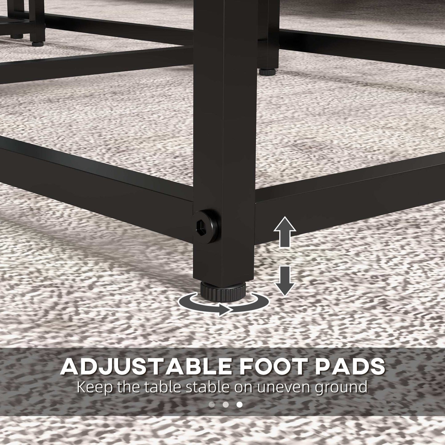 Nesting Tables Set of 3, Side End Table with Faux Marble Effect Top and Steel Legs for Living Room, Bedroom, White