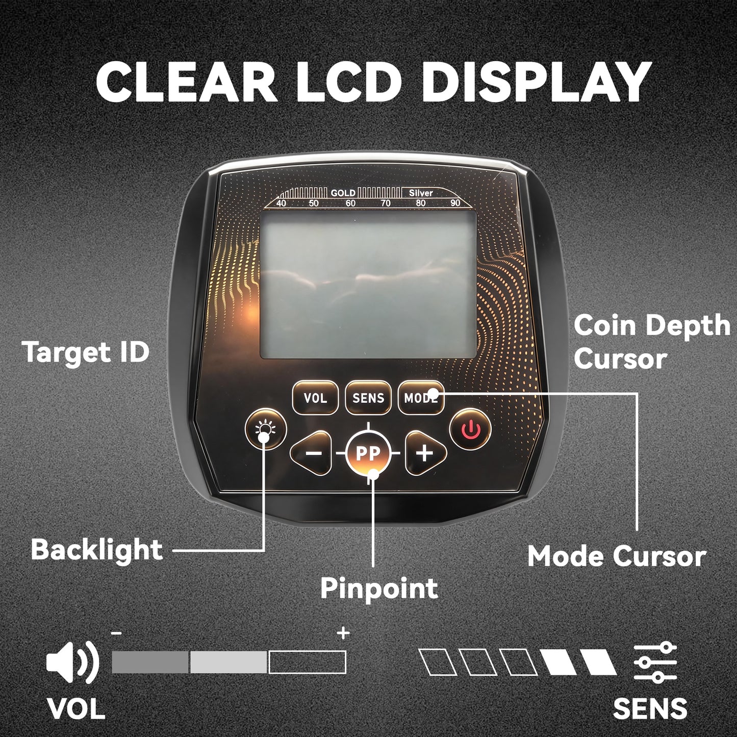 Outsunny Metal Detector for Adults, IP68 Waterproof Search Coil with LCD Display, 5 Modes Gold Detector with Carry Bag, Shovel