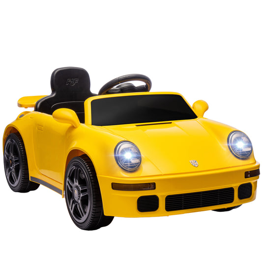 AIYAPLAY Licensed RUF CTR 2017 Electric Car for Kids, with Remote Control, Soft Start, MP3 Player, LED Lights, Yellow / Pink