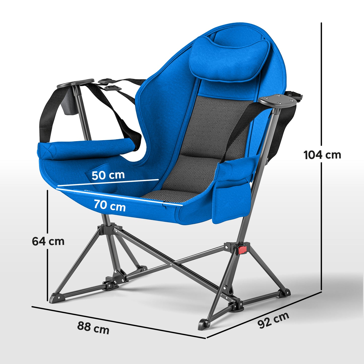 Hammock Camping Chair Set of 2, Adjustable Back Swinging Portable Camp Chair for Travel Fishing Hiking W/ Back Rest - Blue