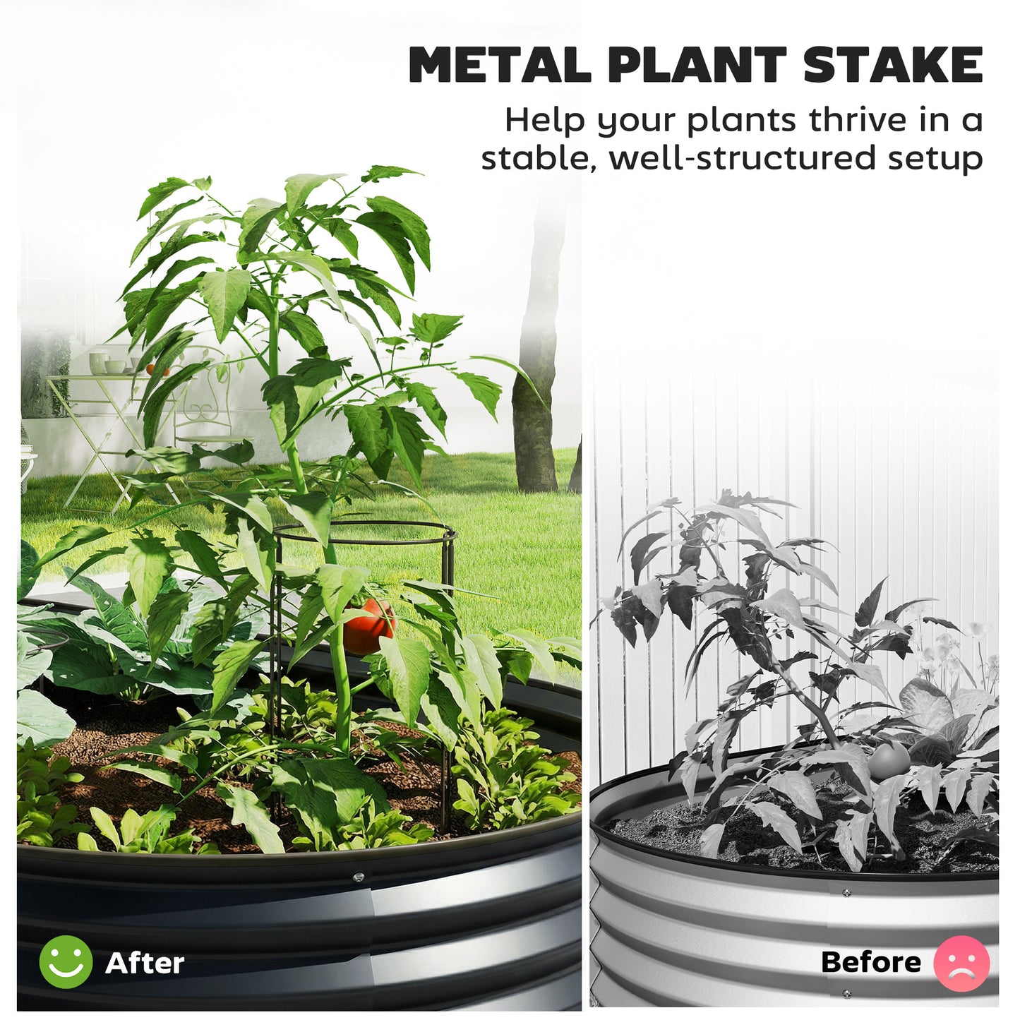 Set of 2 Galvanised Steel Raised Garden Beds | Open Bottom | Rubber Seal Top | 4 Protective Corners | Metal Plant Stakes | Easy Assembly | 150x60x30cm | Dark Grey
