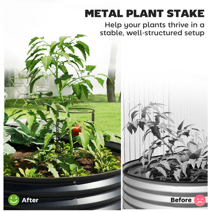 Set of 2 Galvanised Steel Raised Garden Beds | Open Bottom | Rubber Seal Top | 4 Protective Corners | Metal Plant Stakes | Easy Assembly | 150x60x30cm | Dark Grey