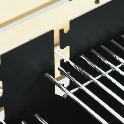 Charcoal BBQ Grill, Barbecue Trolley with Double Adjustable Grill, Side Table, Storage Shelf and Wheels for Outdoor Garden Party Cooking