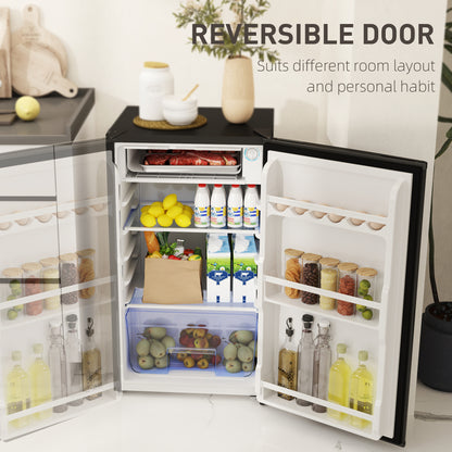 91L Freestanding Under-Counter Fridge Freezer with Lock - Black