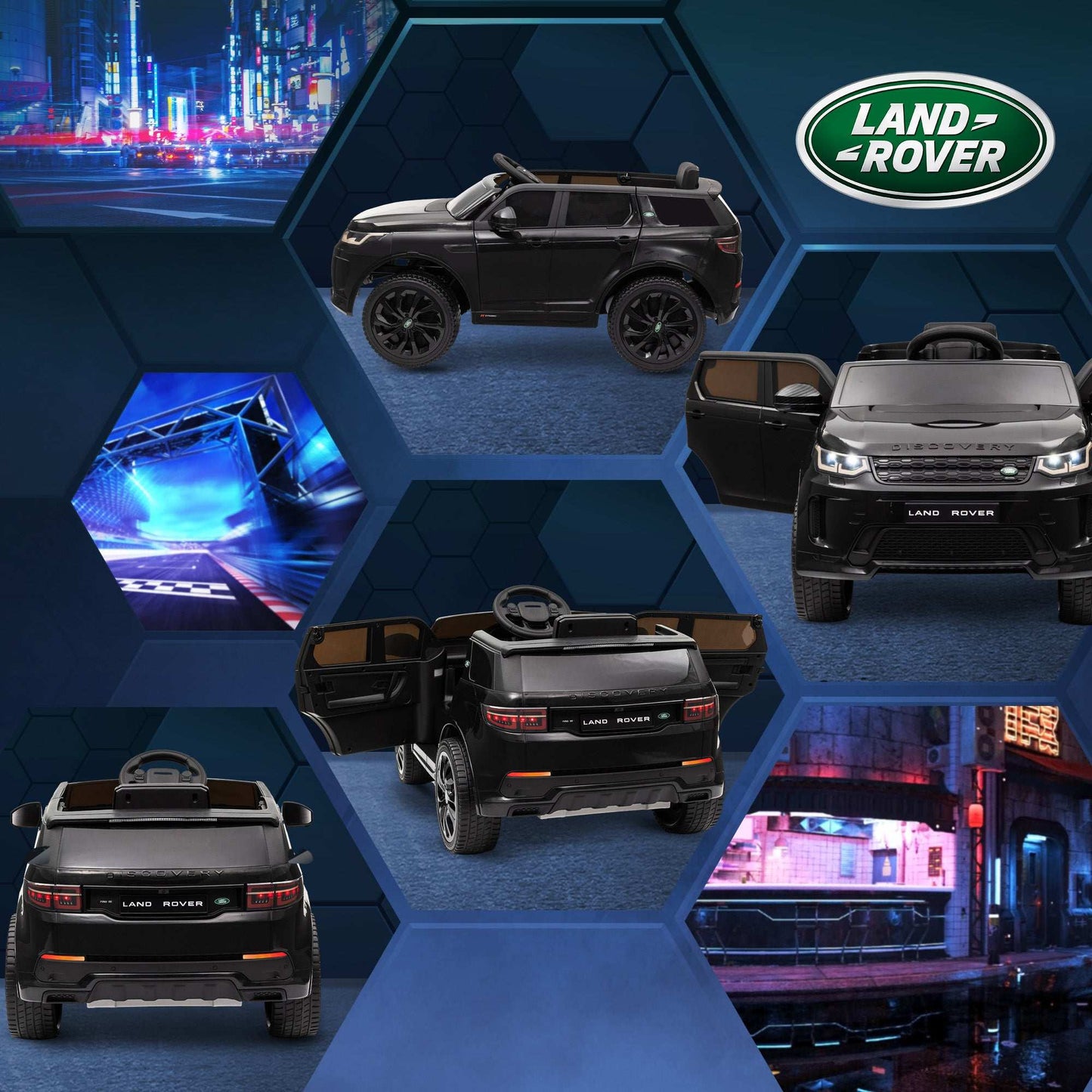 AIYAPLAY Land Rover Discovery Sport Licensed 12V Kids Ride on Car w/ Remote Control, Lights Music Horn, for 3-6 Years Black / White / Pink