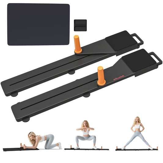 Push Up Board Set of 2, Portable Press Up Board with Dual Glide Rails, Knee Pad, Pushup Stand Pilates Reformer Machine for Home Gym, Multifunctional Workout Equipment