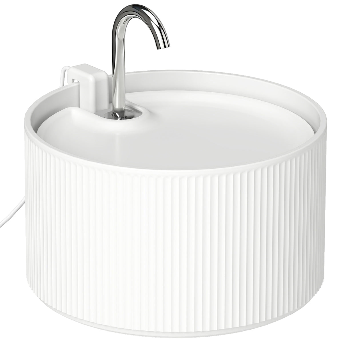 Ceramic Cat Water Fountain 2.2L | BPA-Free Dishwasher-Safe | Tap-Style Flow & Bubbling Mode | 4-Layer Filtration | Under 20dB Ultra-Quiet Pump | White | 20x21x20cm | For Cats & Dogs