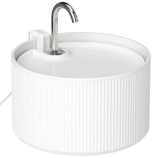 Ceramic Cat Water Fountain 2.2L | BPA-Free Dishwasher-Safe | Tap-Style Flow & Bubbling Mode | 4-Layer Filtration | Under 20dB Ultra-Quiet Pump | White | 20x21x20cm | For Cats & Dogs