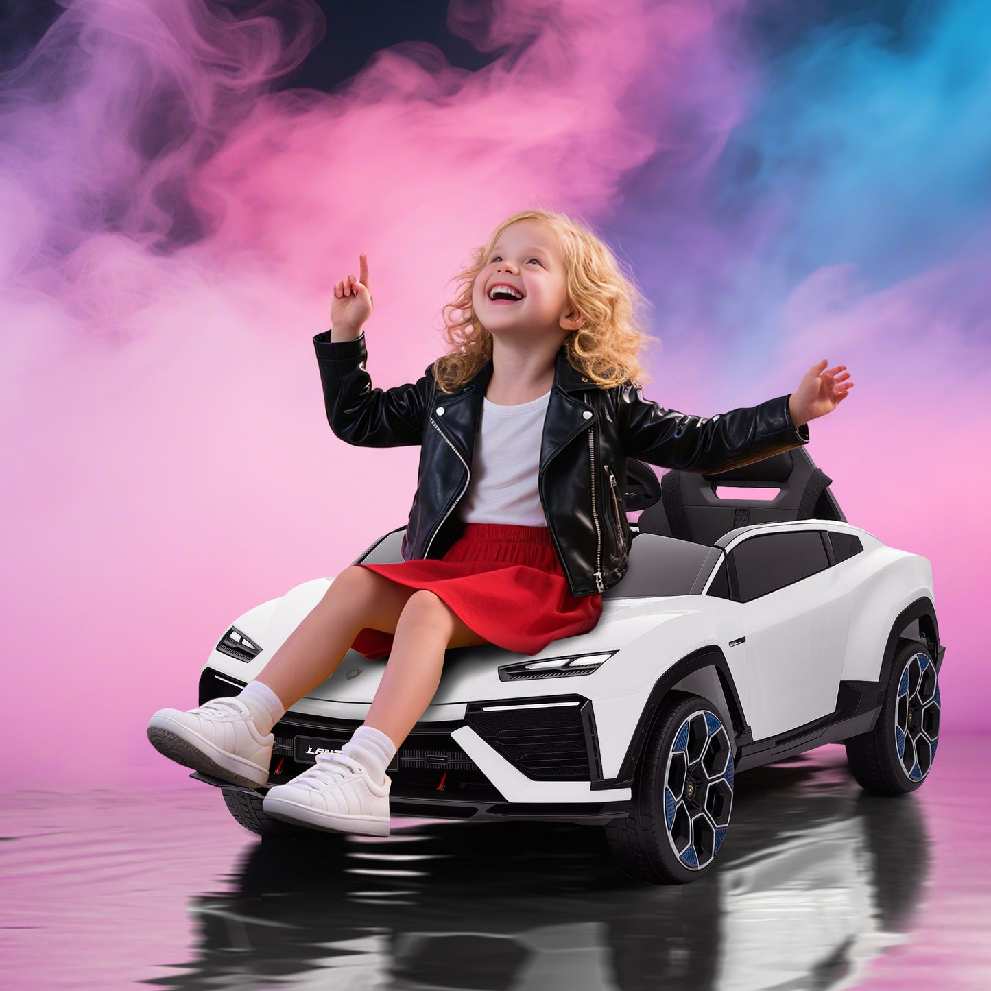 AIYAPLAY 12V Licensed Lamborghini Electric Cars for Kids, Ride On Car with Remote Control for 3-6 Years Old