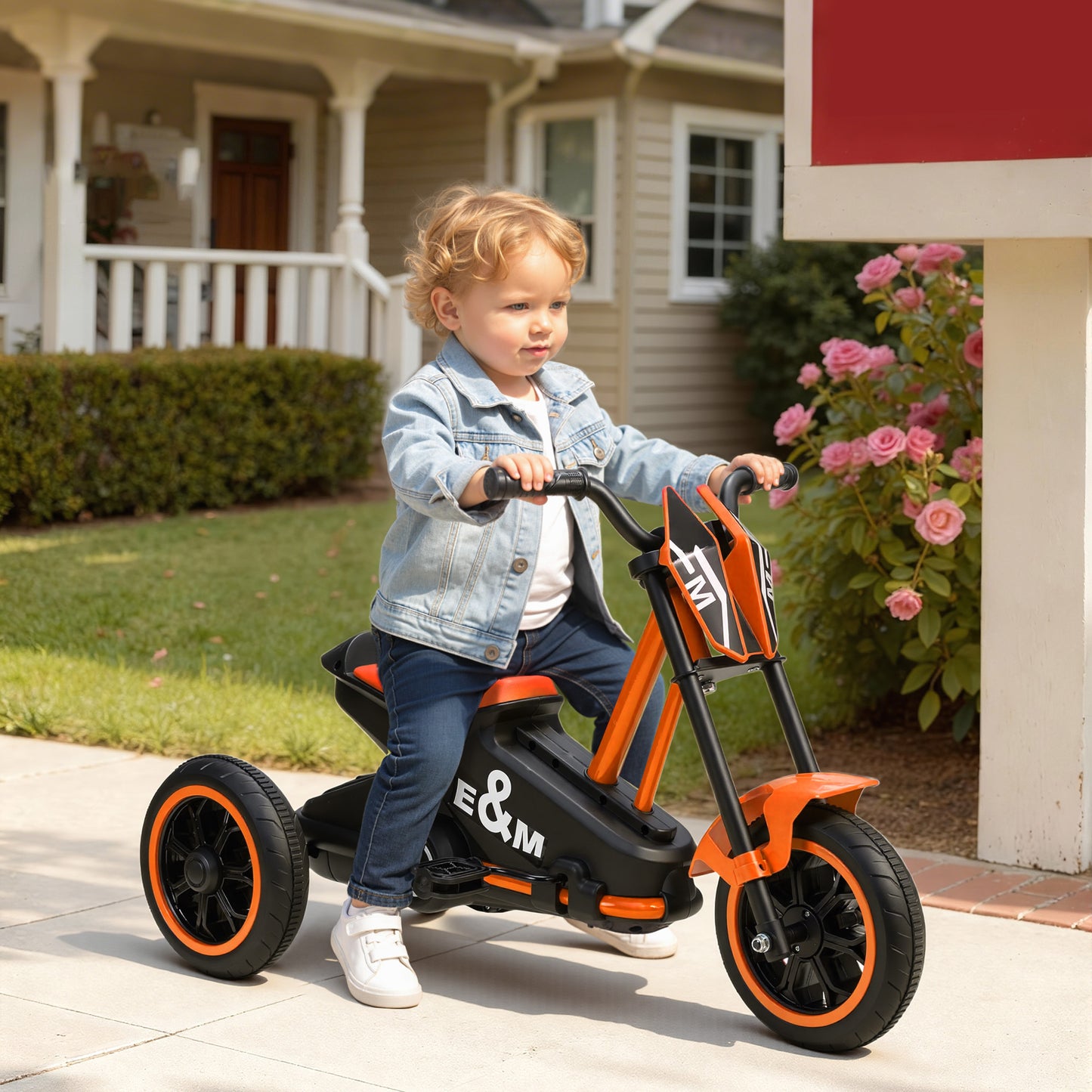 Kids Tricycle Toddler Trike | 3 Wheels | Pedal Bike | Steel Frame | 30kg | Ages 18–36 Months | 79x44x50cm | Orange