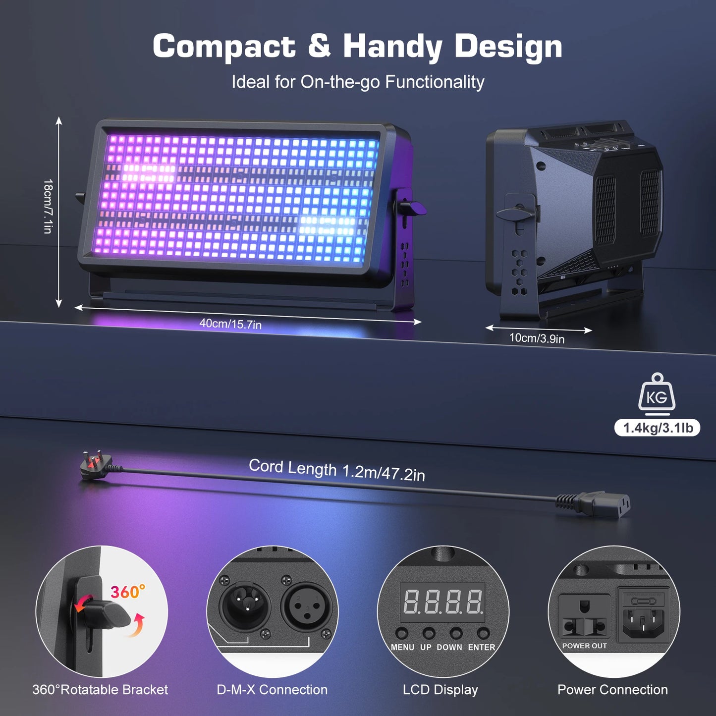 U'King 4Pcs 120W LED Party Strobe Light RGBW Wall Washer Light Bar DMX Strobe Stage Effect Lighting for DJ Disco Church Wedding
